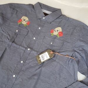 NWT Howler Men's XL Skulls n' Begonias Gaucho Snapshirt Western Southwestern